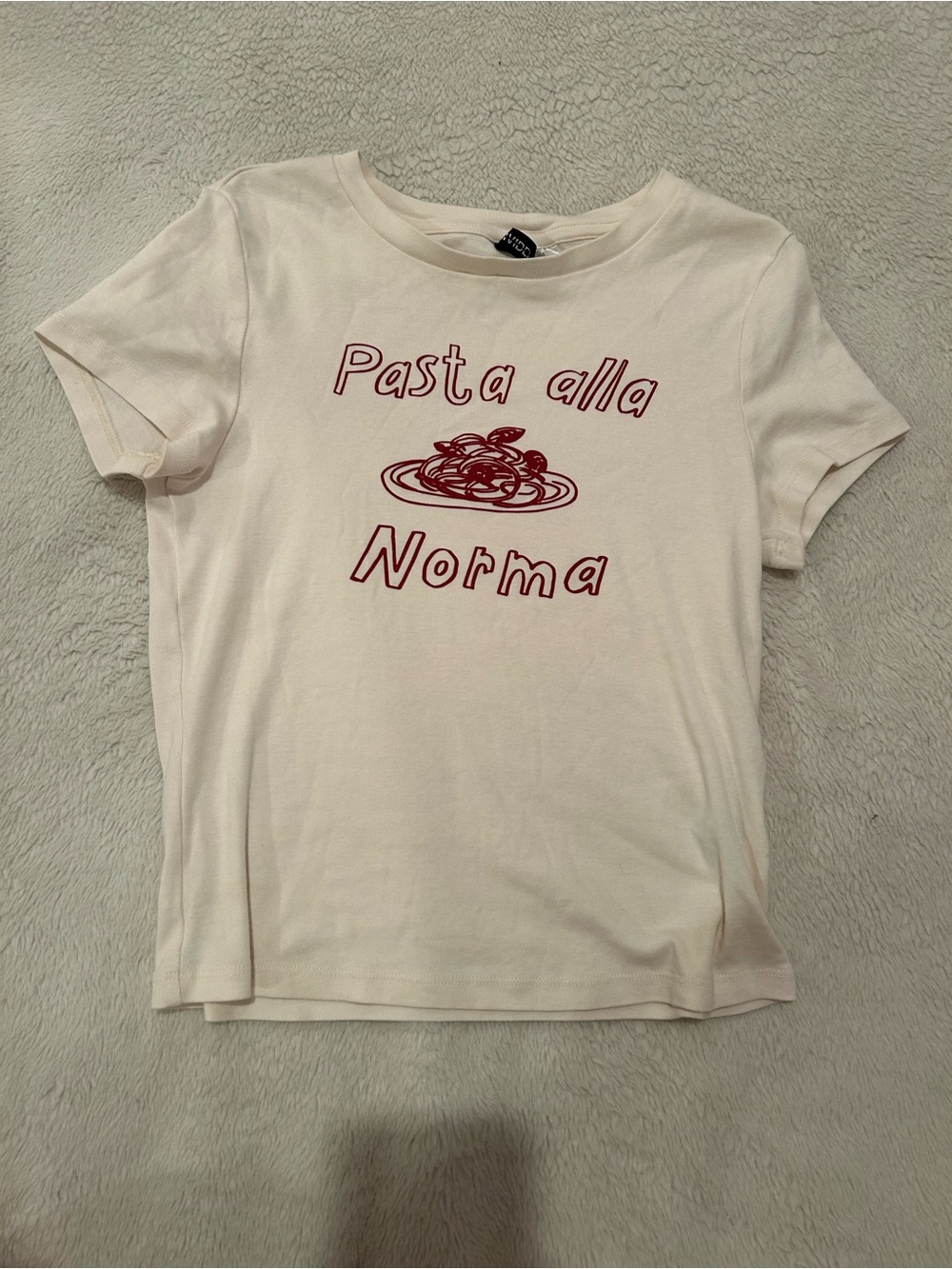 H&M Cream Graphic Tee with Maroon Script